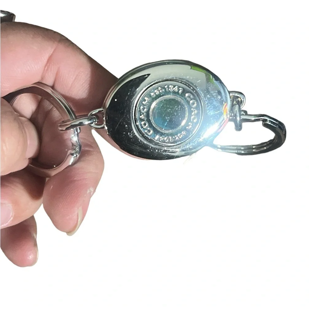 Coach Signature Valet Interlocking 2 in 1 Logo Silver Keychain PD2-20 - Picture 4 of 4